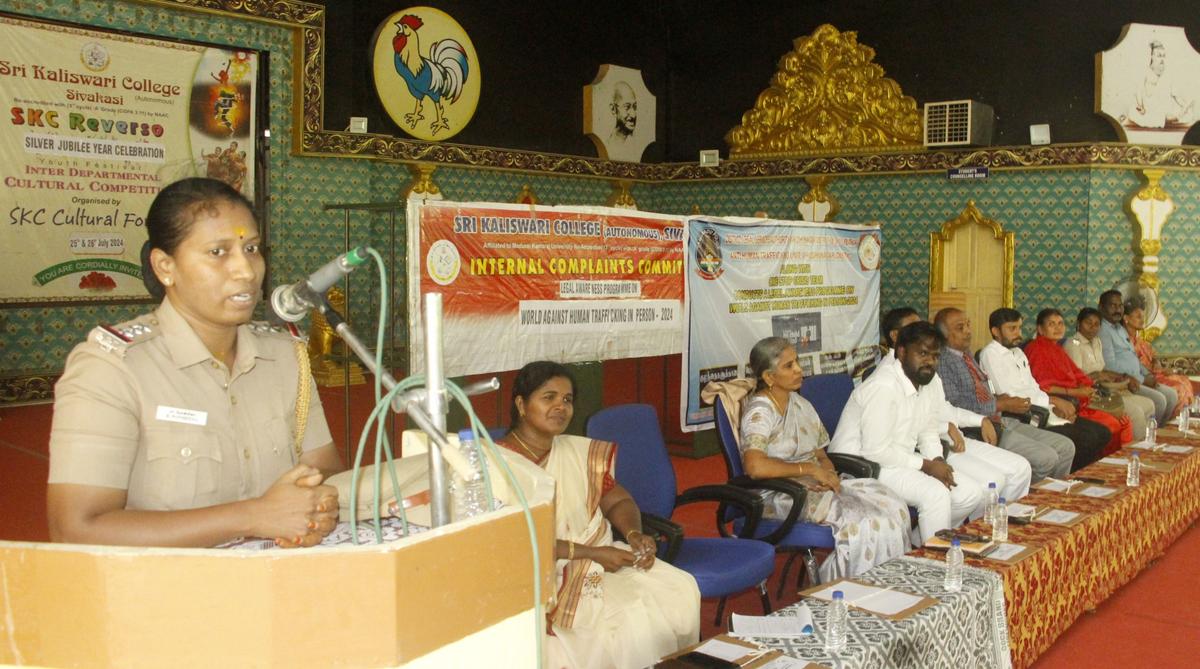 Awareness programme on human trafficking under way at Sri Kaliswari College, Sivakasi