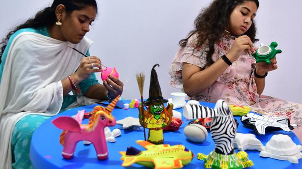 In Coimbatore, golu dolls crafted with sugarcane bagasse moulds teaches children free form shapes