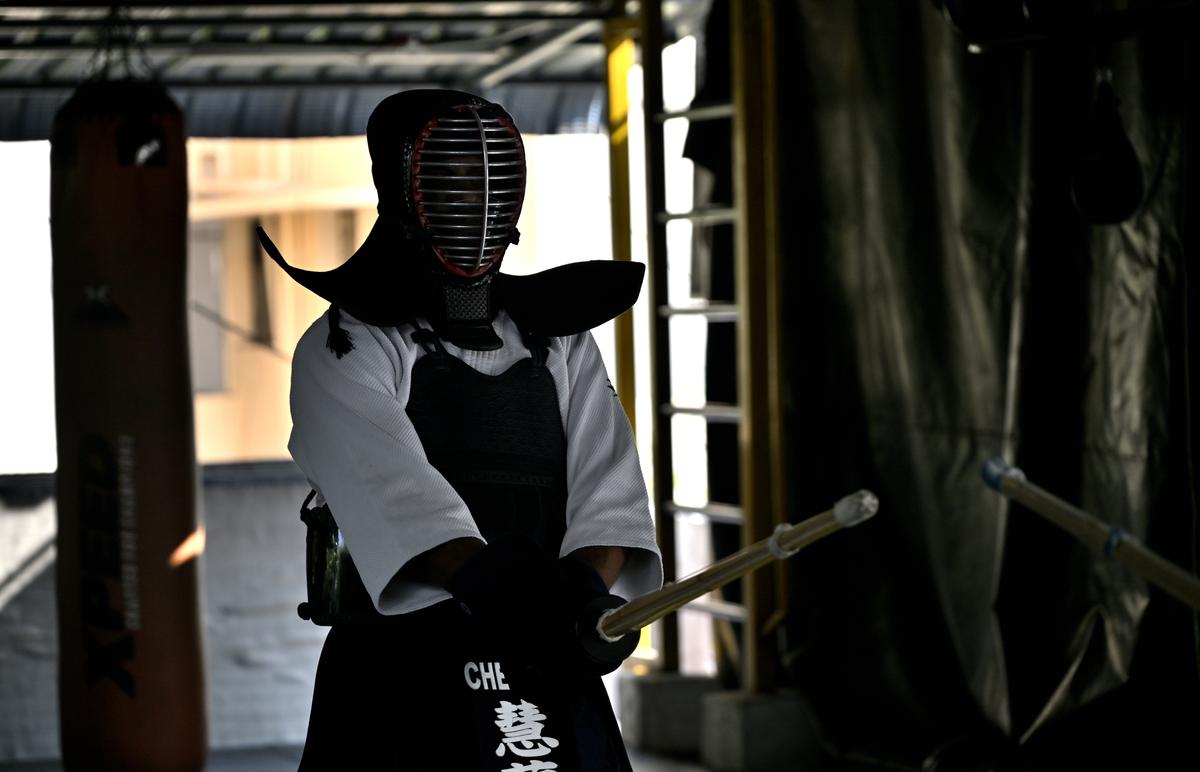 Chennai, Tamil Nadu, 16 Fe 2025: FOR METROPLUS: Practice session of Japanese martial art Kendo at Combat Kinetics, Teynampet in Chennai on Sunday. Photo: Akhila Easwaran/ The Hindu