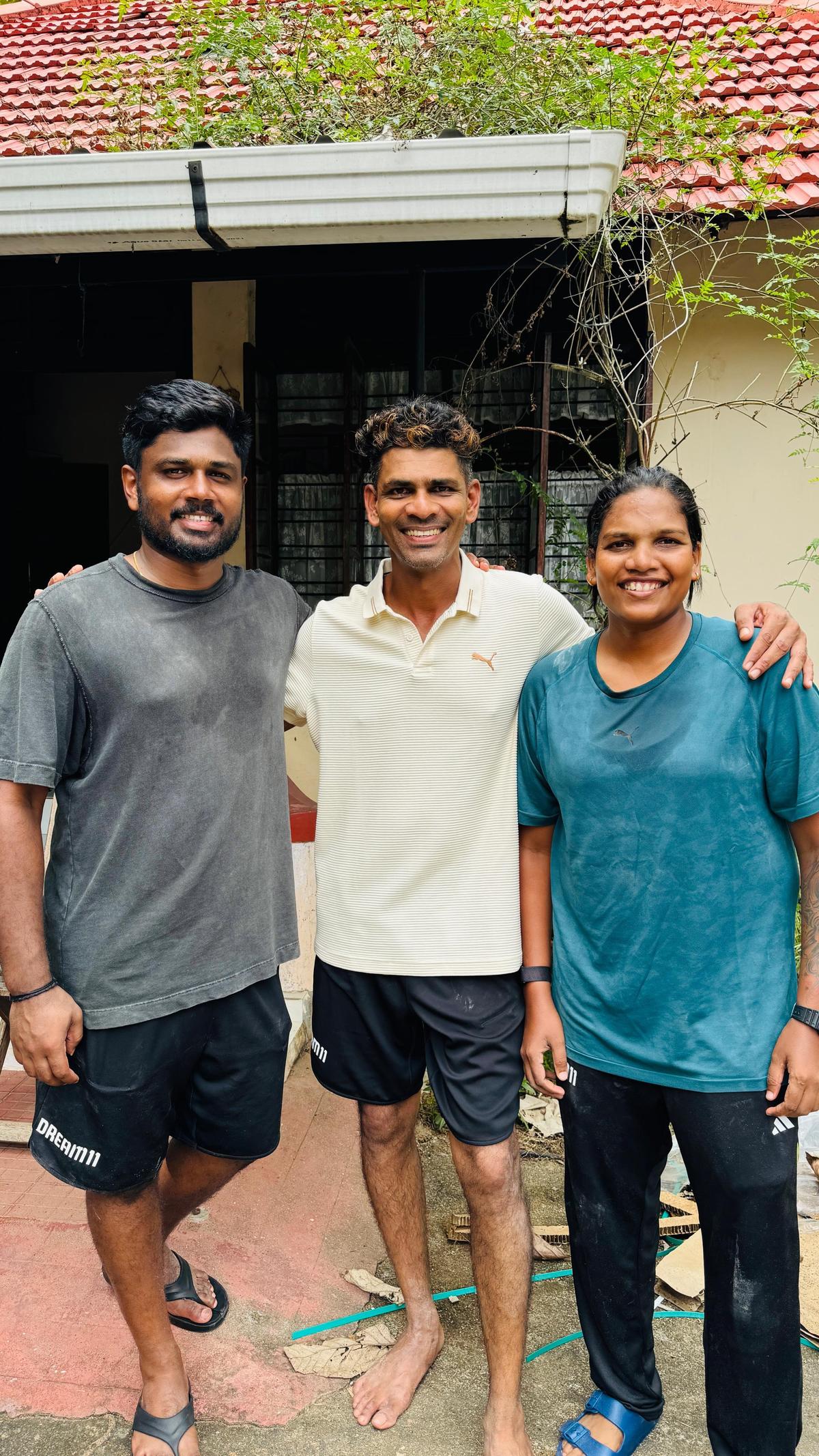 Aaron with Sanju Samson and Asha Sobhana