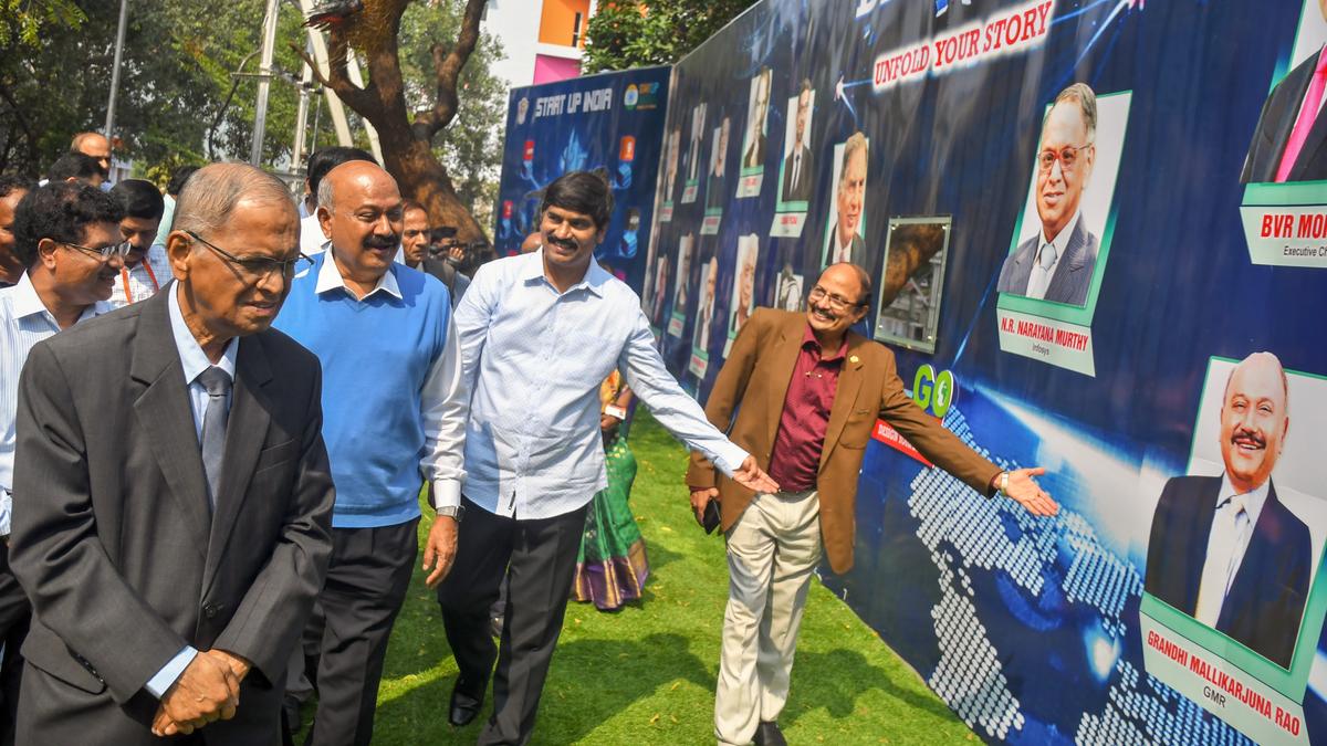 Narayana Murthy inaugurates ‘Dream Wall’ on Andhra University Engineering College premises in Visakhapatnam