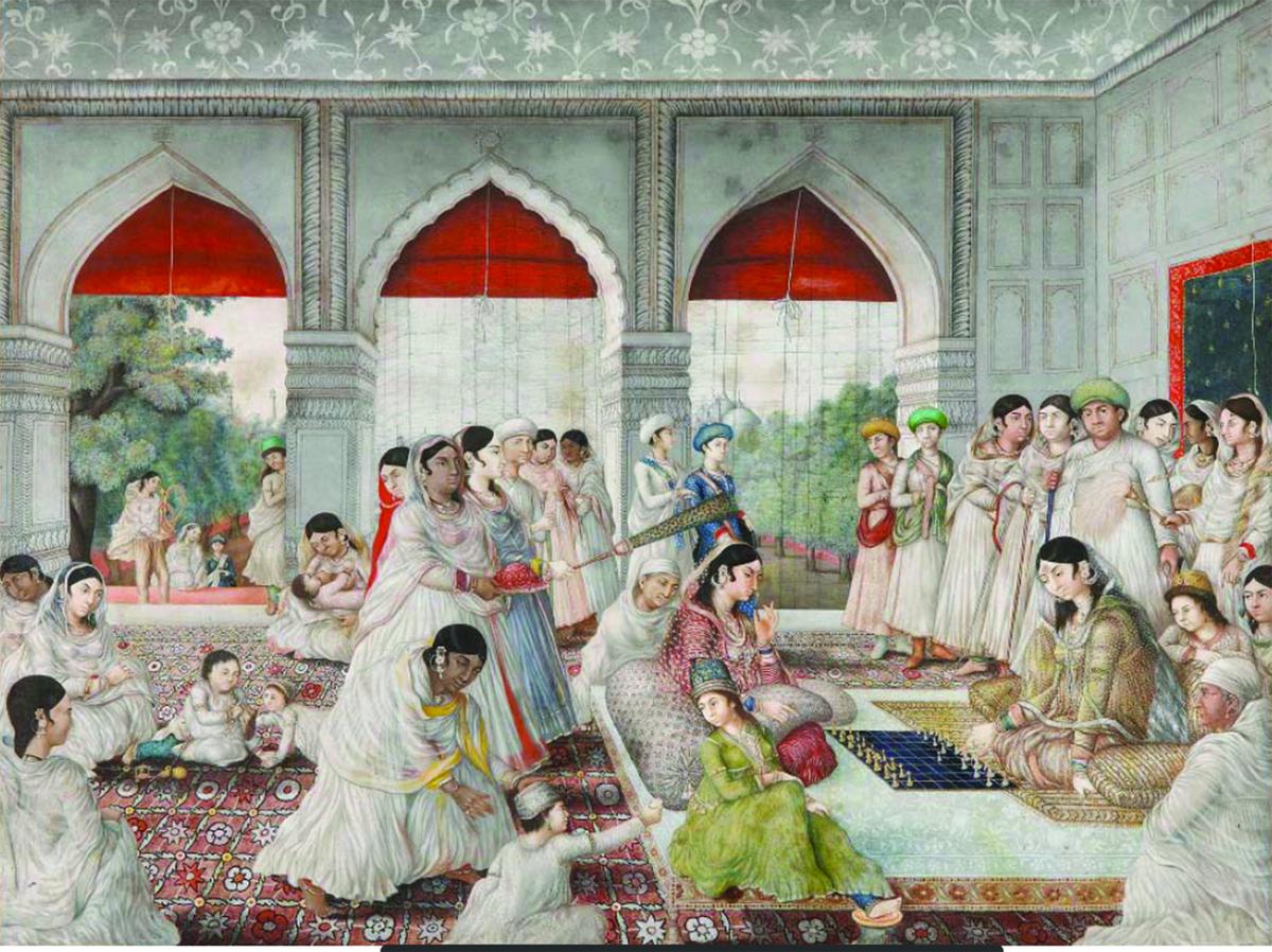 The busy world of the Awadhi zenana, where elite women play chess, and paan is passed around. The busy world of the Awadhi zenana, where elite women play chess, and paan is passed around.