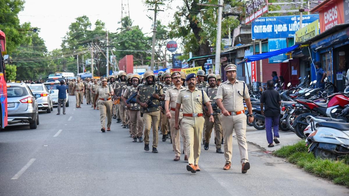 Flag marches taken out at Mettupalayam, Pollachi