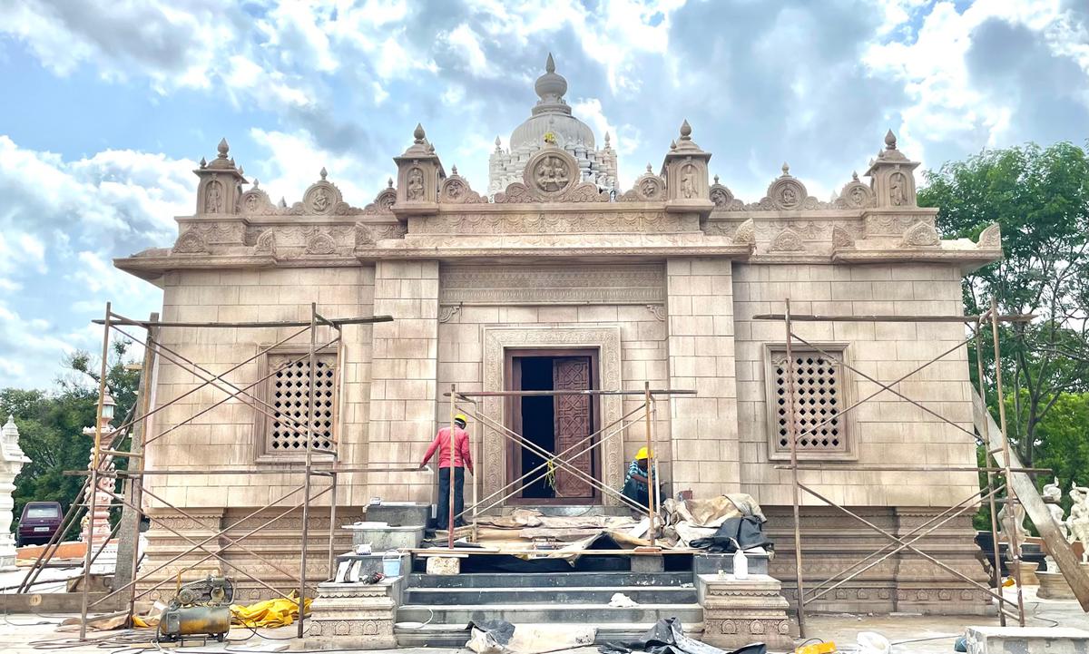 A temple set constructed for the film 