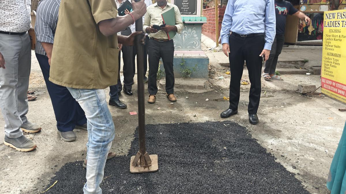 Hasty pothole filling work by BBMP exposed after rains in Bengaluru