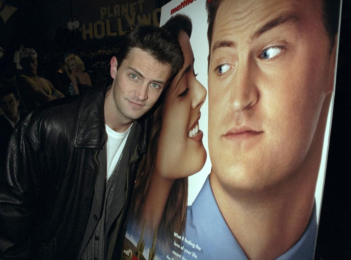 Matthew Perry at a promotional event for his movie ‘Fools Rush In’ in New York, 1997.