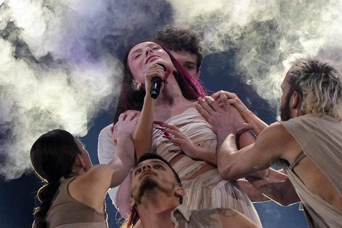 Israel's Eden Golan performs the song 'Hurricane' during the dress rehearsal for the final of the Eurovision Song Contest in Malmo, Sweden, Friday, May 10, 2024.