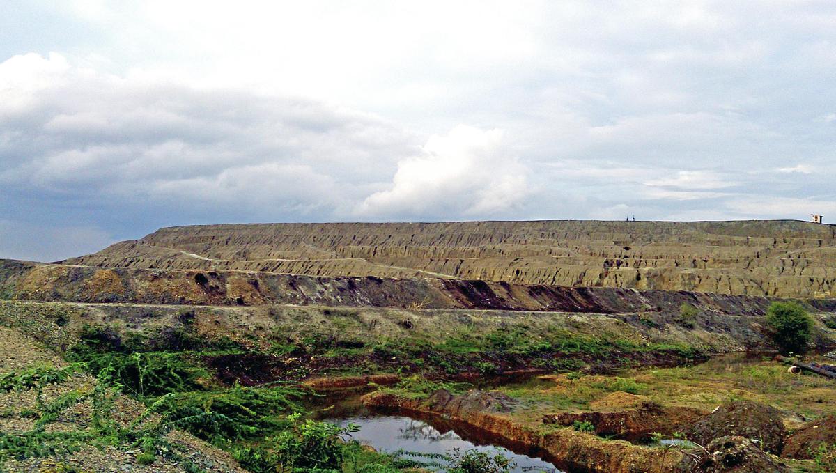 A partial view of a dump of Gold Ore Tailings at Hutti in Lingasugur taluk of Raichur district.