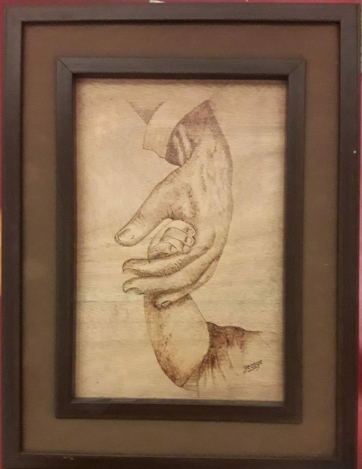 Pyrography work by George Fernandez