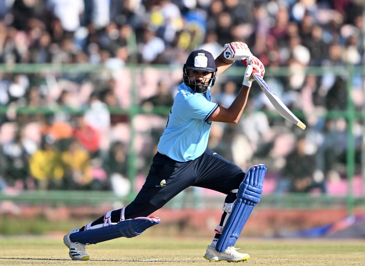 Mumbai’s Rohit Sharma in action during the Vijay Hazare Trophy Cricket Match against Sikkim at the Sawai Mansingh Stadium in Jaipur on Wednesday, December 24, 2025. Mumbai’s Rohit Sharma in action during the Vijay Hazare Trophy Cricket Match against Sikkim at the Sawai Mansingh Stadium in Jaipur on Wednesday, December 24, 2025.