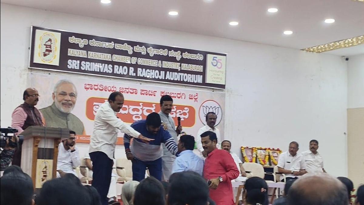 BJP workers take party leader Umesh Jadhav to task for neglecting constituency after getting elected as MP from Kalaburagi