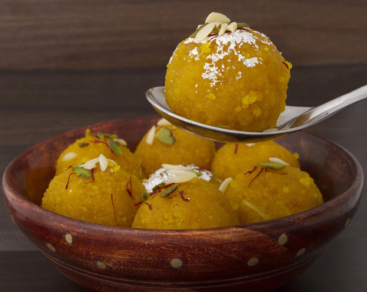 Indian Traditional Laddu Sweet Food Also Know as Motichoor Laddu