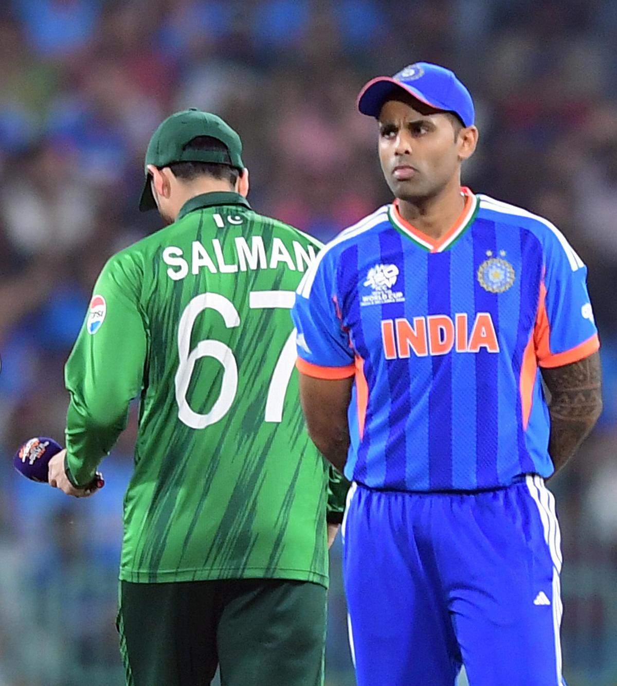 India's Suryakumar Yadav and Pakistan's Salman Ali Agha at the toss during the ICC Men's T20 Cricket World Cup 2026 match, at R. Premadasa Stadium, in Colombo. India's Suryakumar Yadav and Pakistan's Salman Ali Agha at the toss during the ICC Men's T20 Cricket World Cup 2026 match, at R. Premadasa Stadium, in Colombo.