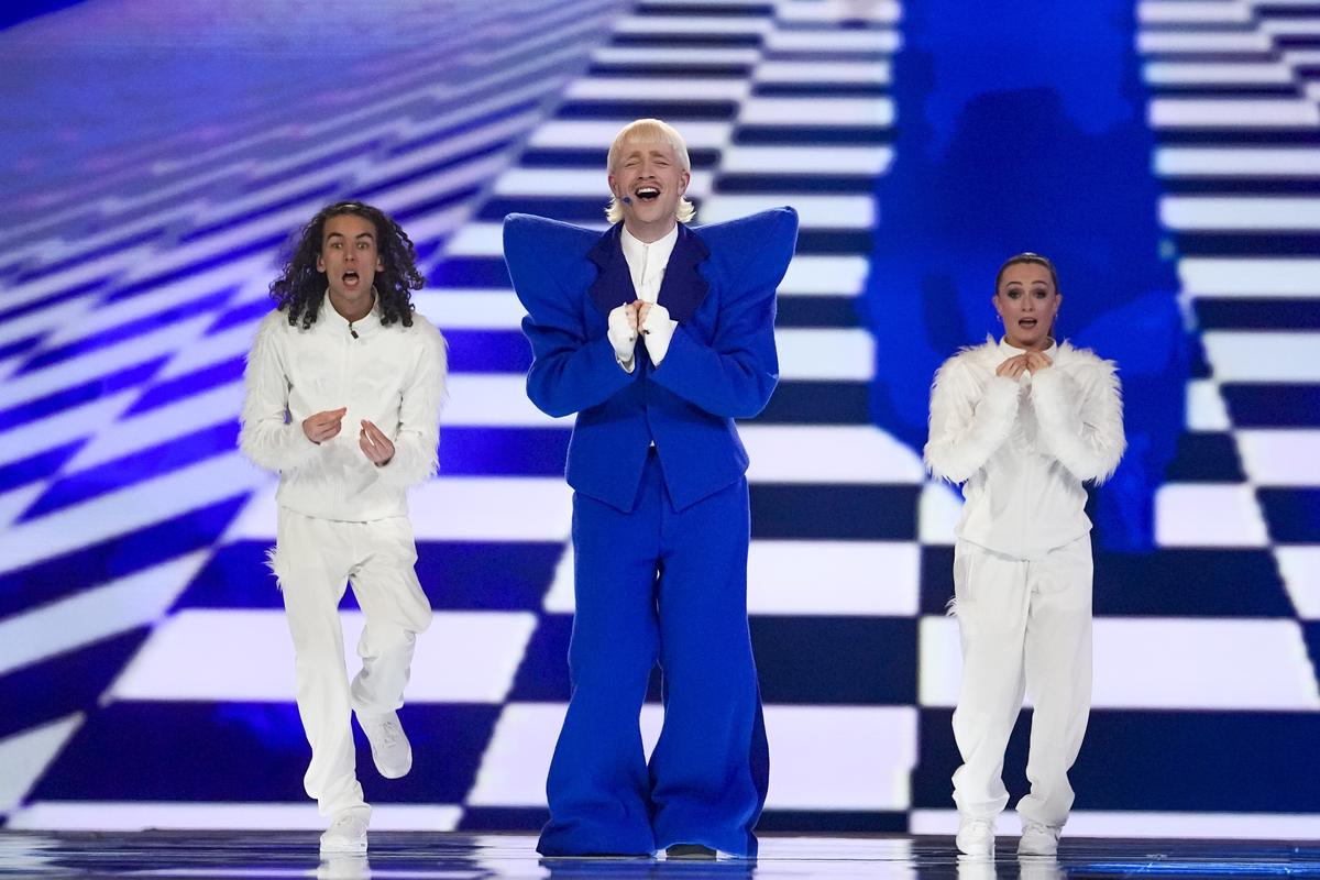 Joost Klein of Netherlands performs the song Europapa during the second semi-final at the Eurovision Song Contest