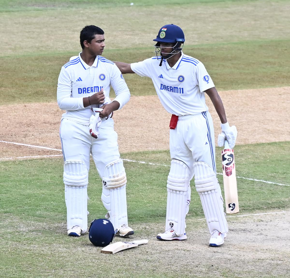 Vihaan Malhotra congratulates Vaibhav Suryavanshi after the latter’s century against Australia U-19.