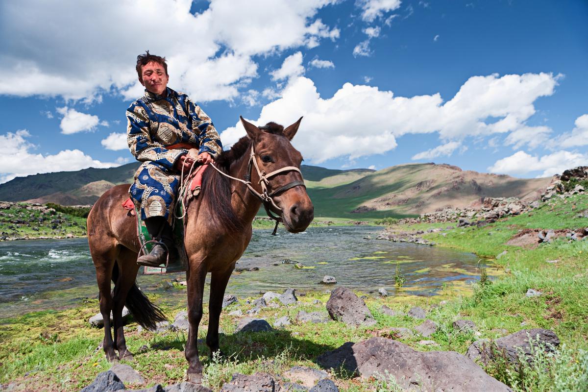 A Mongolian horseback rider.