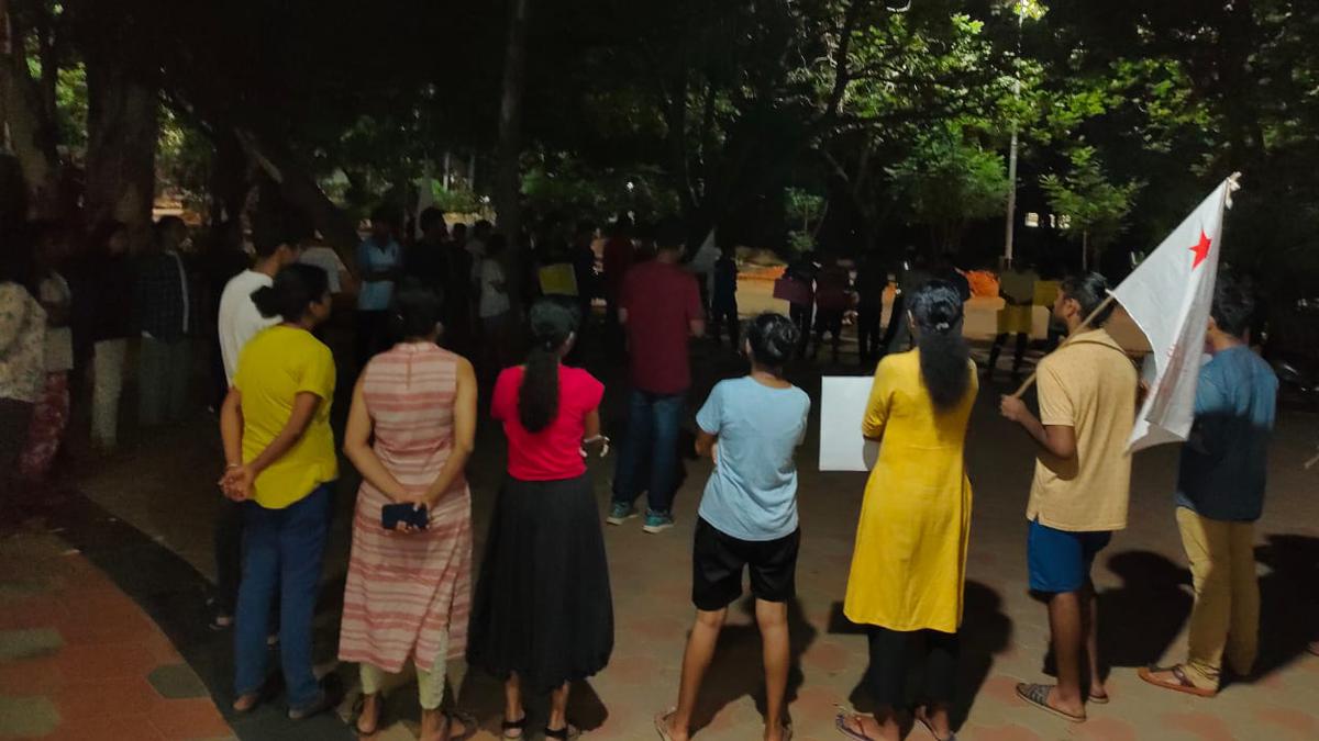 Students Federation of India stages protest seeking removal of Pondicherry University Vice Chancellor
