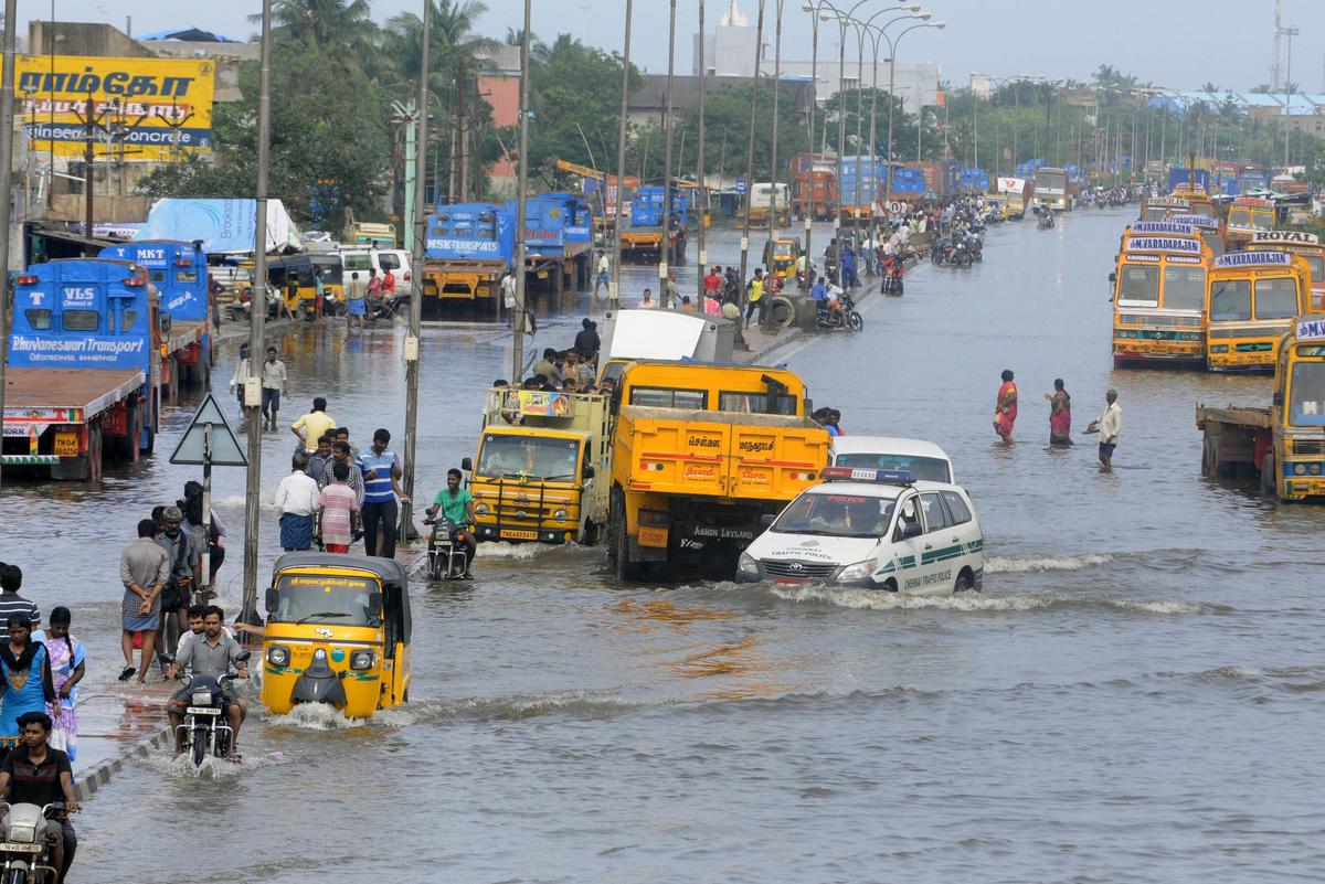 A view of the marooned Manali Express Road, Tiruvottiyur in Chennai on December 5, 2015.