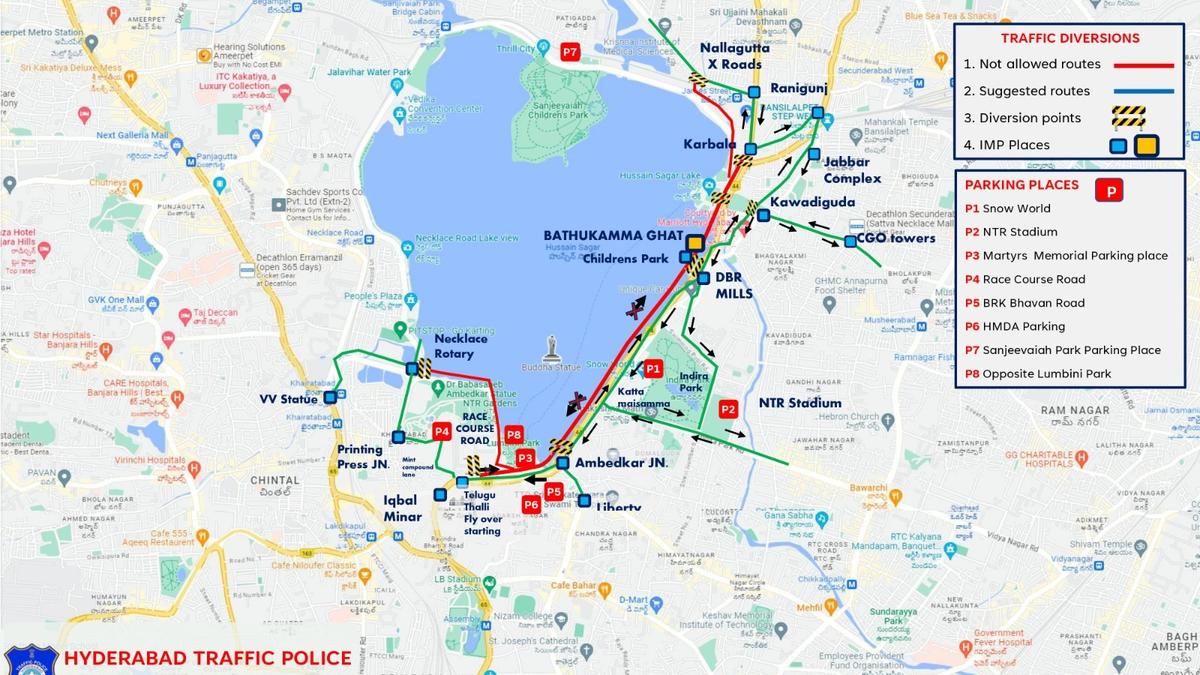 Traffic restrictions for Bathukamma festival at Hyderabad’s Tank Bund on September 27; congestion likely at major junctions