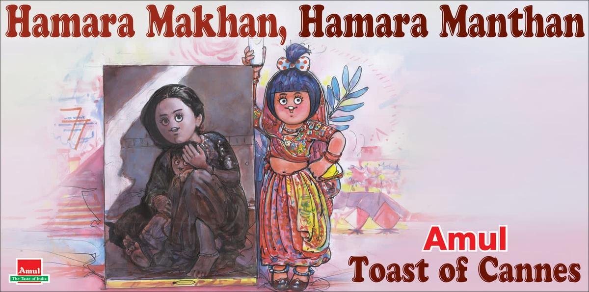 Amul’s topical advertisement for the screening of Shyam Benegal’s classic Manthan at the Cannes film festival 2024