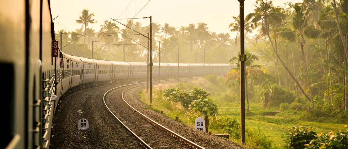 View of a train in the morning View of a train in the morning