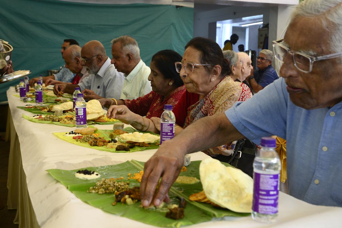 
People having a lunch at the Music Academy’s sabha canteen set up by  Sastha catering services, Porur. 