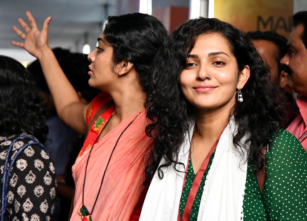 Actor Parvathy (right) at the International Film Festival of Kerala in Thiruvananthapuram, 2017. 