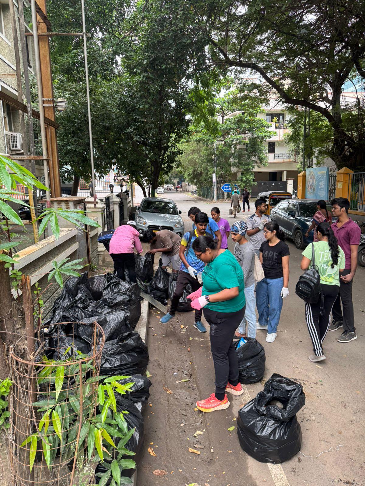 Picking up litter and bagging them