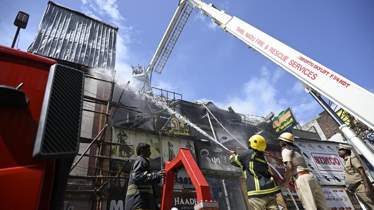 Terrace warehouse of commercial building in Coimbatore’s busy Big Bazaar Street catches fire