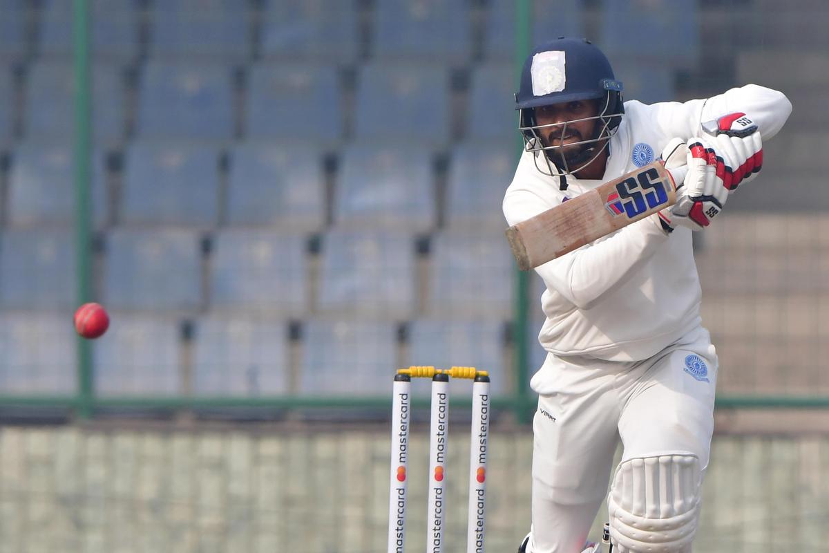 Andhra's K. Nitish Kumar Reddy in action.