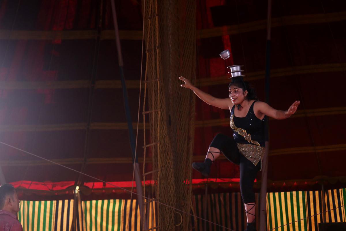 Priya Nair performing at Great Bombay Circus in Thiruvananthapuram