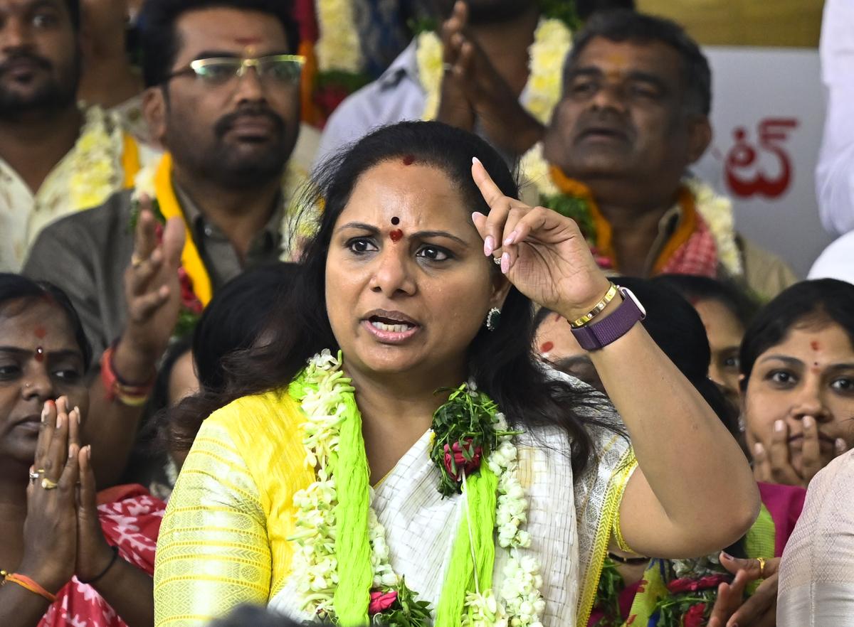 thehindu.com - The Hindu Bureau - BRS leader Kavitha accuses Telangana govt. of conspiring to mortgage 1.75 lakh acres TGIIC lands to raise loans