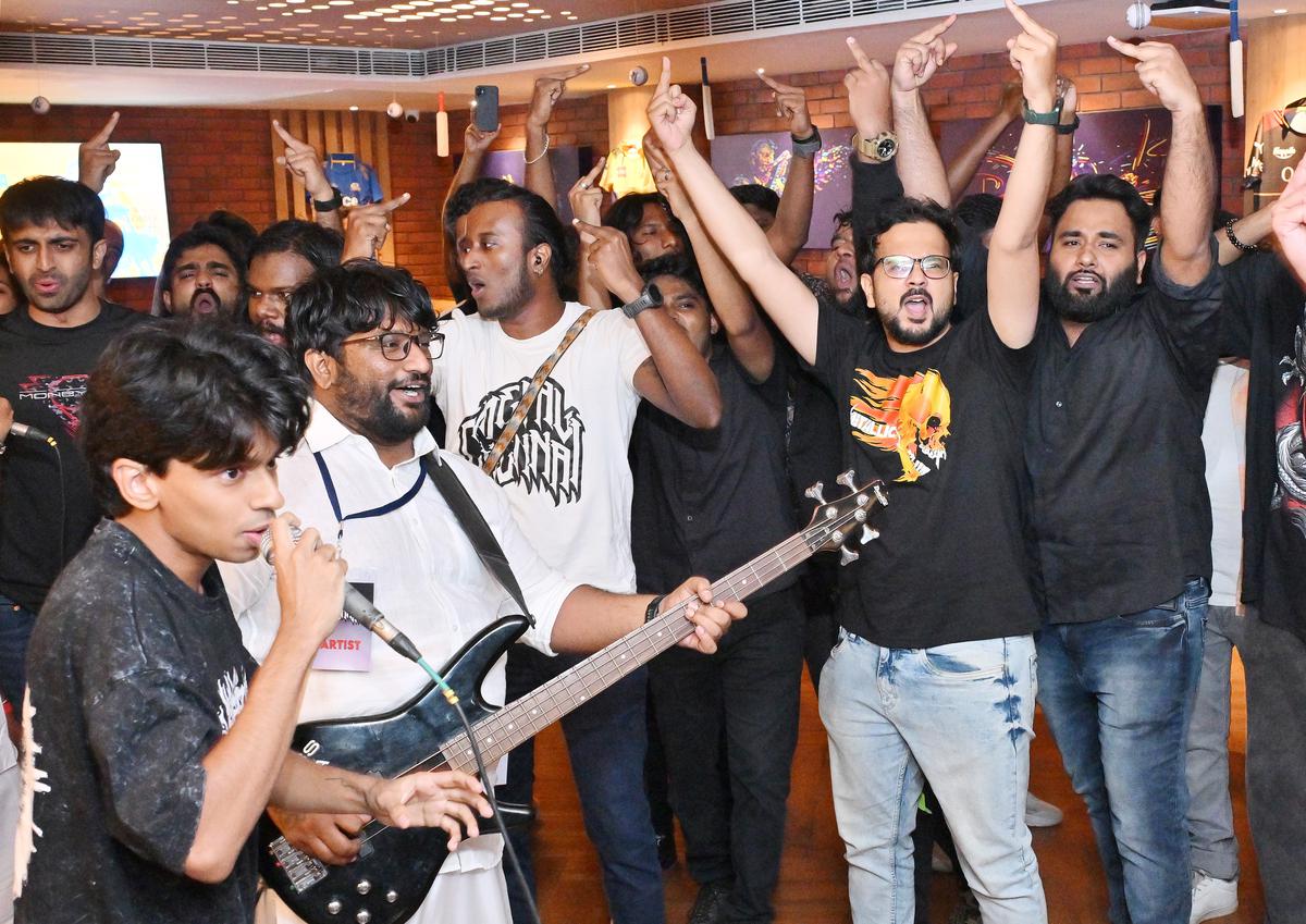 Artistes performing at Metal Munnetra Kazhagam at The Spotted Dear pub in hotel The Palomar by Crossway, ECR in Chennai. Photo: R. Ravindran