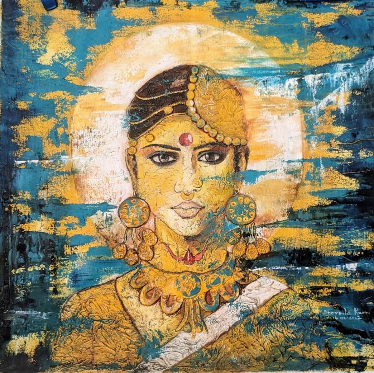 An art work of artist Sharmla Karri that will be showcased during a group show at Hawa Mahal in Visakhapatnam. 