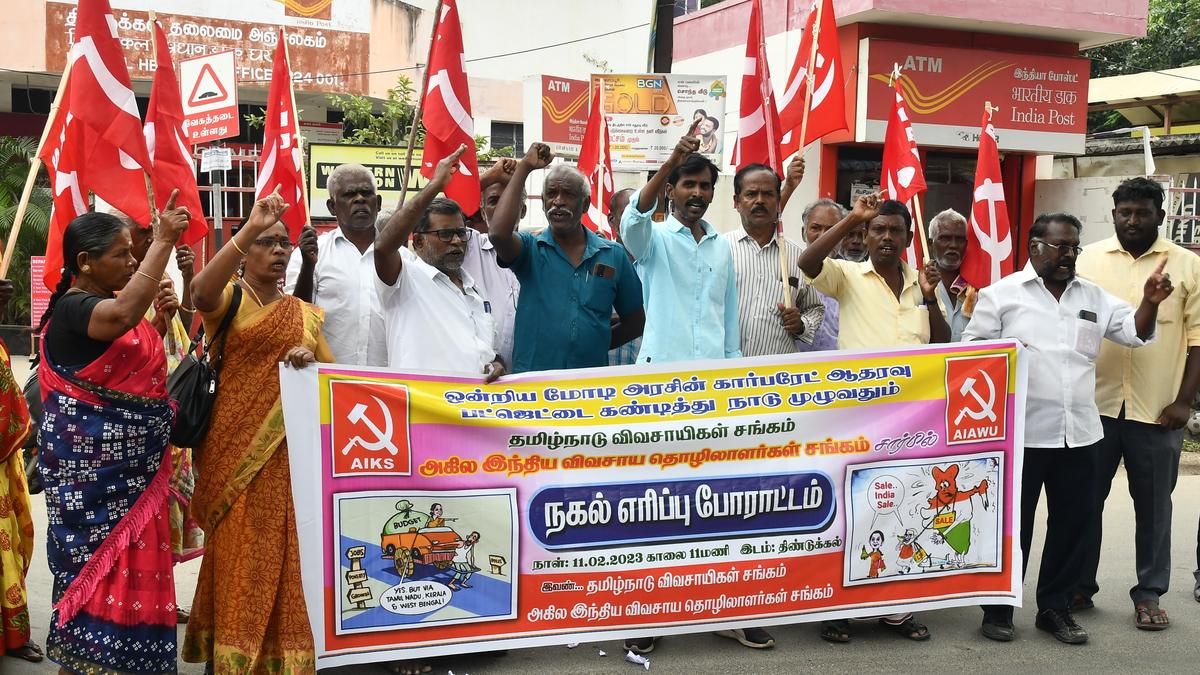 Farmers stage protest against Union Budget