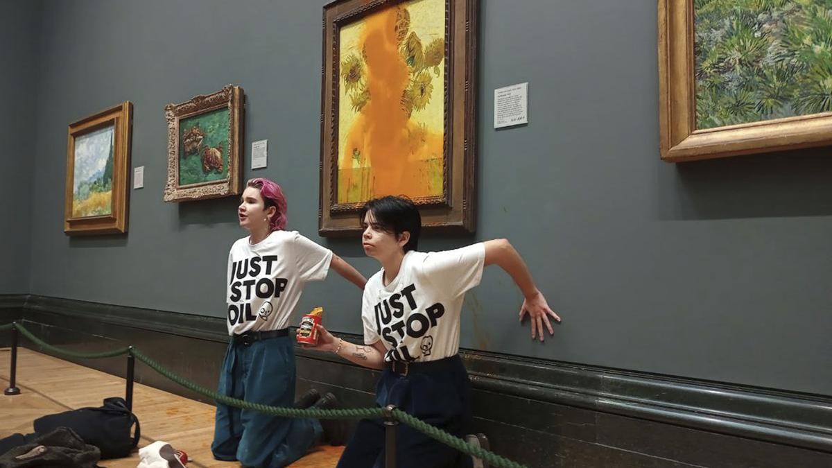 Van Gogh paintings vandalized at a London gallery after 2 activists