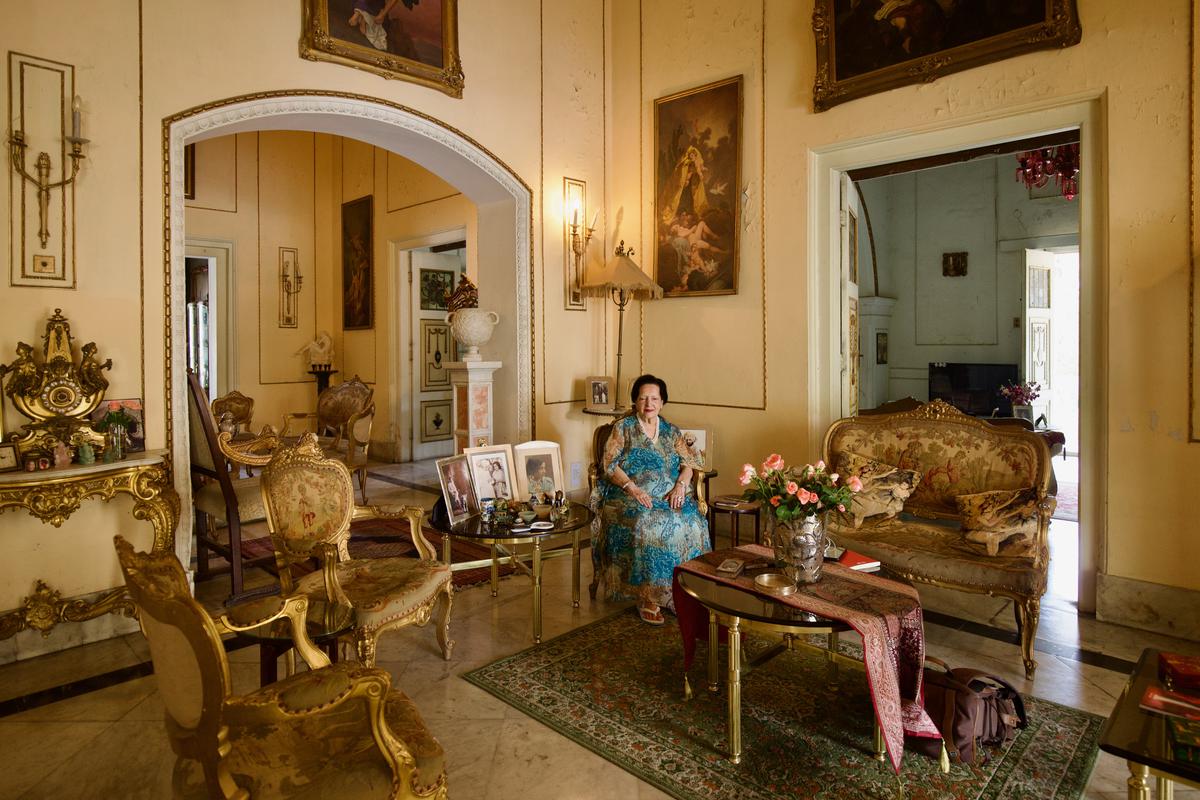 Indira Devi Dhanrajgir in her parlour, where she meets her guests. 