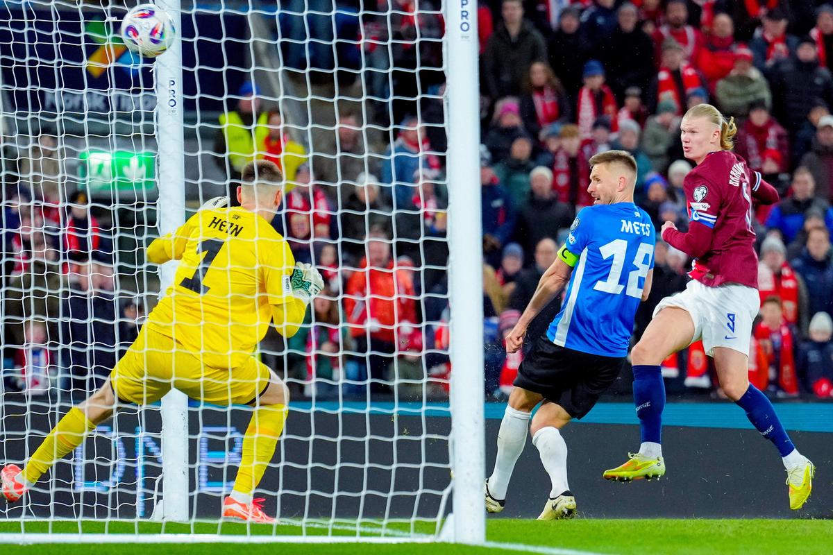 Norway's Erling Haaland scores against Estonia