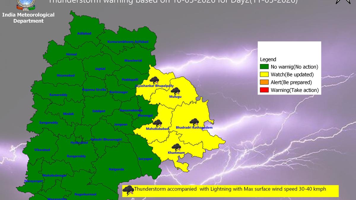 Thunderstorm forecast for 5 Telangana districts on May 11