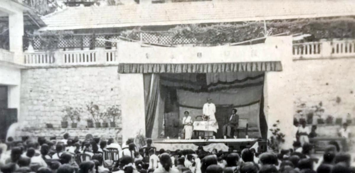 A function at the open-air stage on the premises of SNV Sadanam in Thiruvananthapuram.