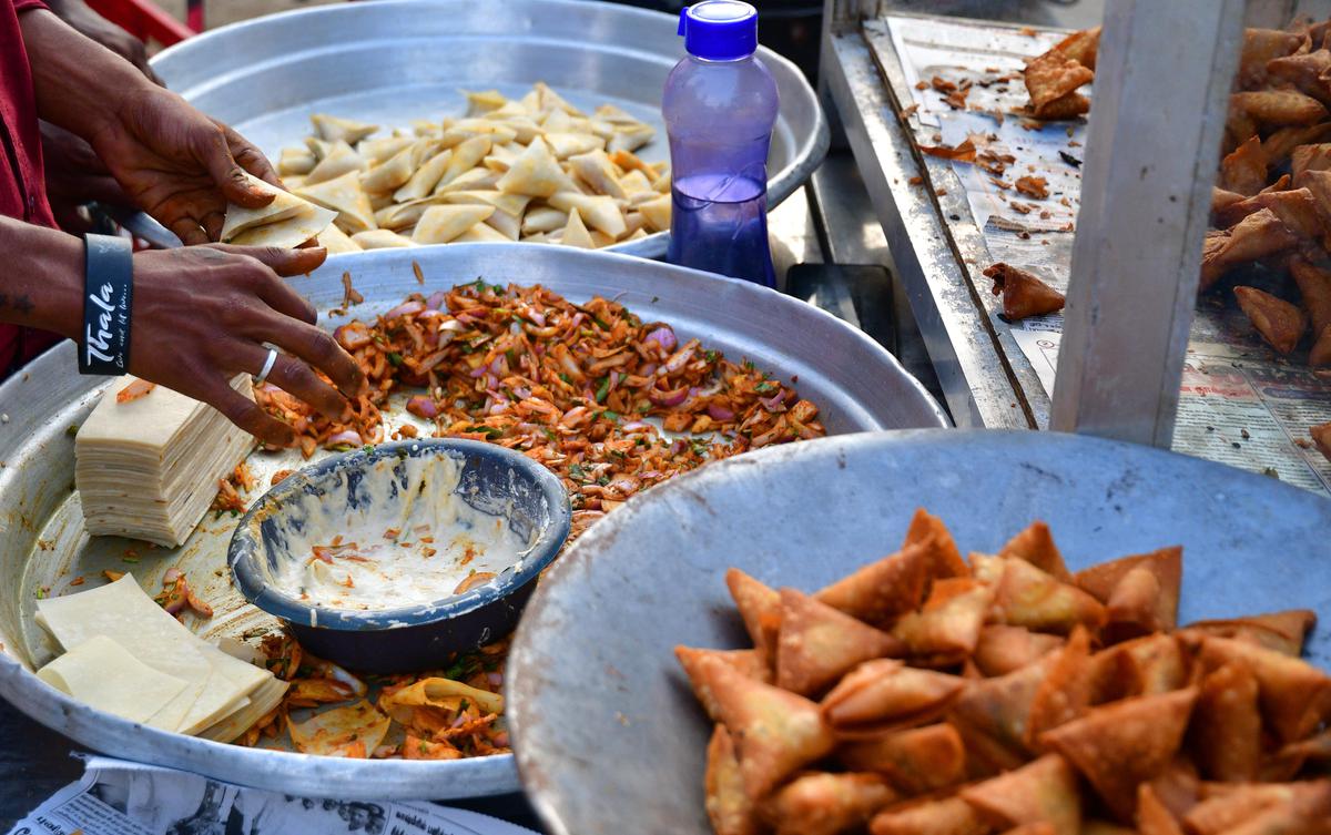 Samosas being prepared for Iftar