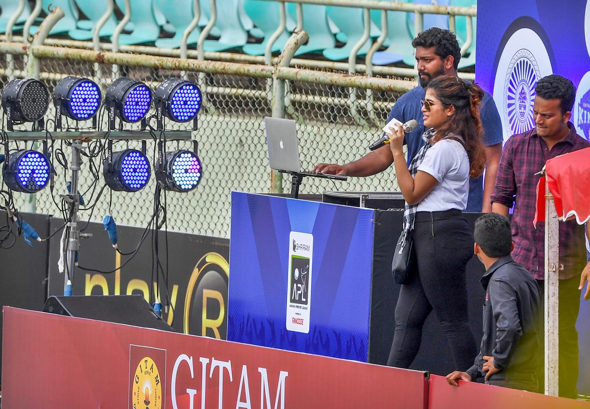 Munish Verma of Coastal A DJ performs during the first edition of Andhra Premier League (APL) at ACA VDCA Stadium, Visakhapatnam Munish Verma of Coastal A DJ performs during the first edition of Andhra Premier League (APL) at ACA VDCA Stadium, Visakhapatnam