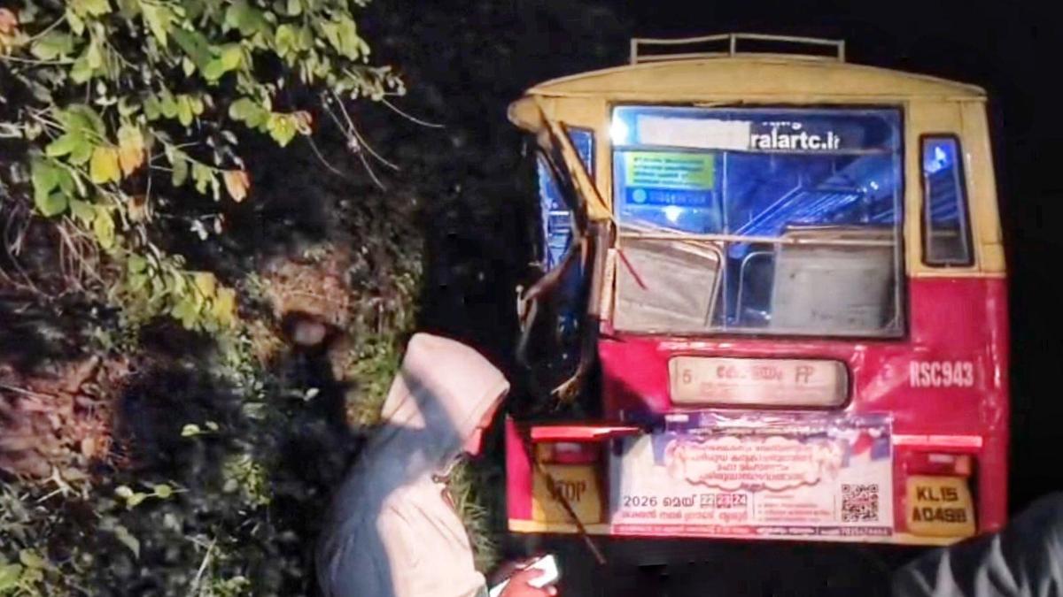 Passenger injured as rock falls on KSRTC bus
