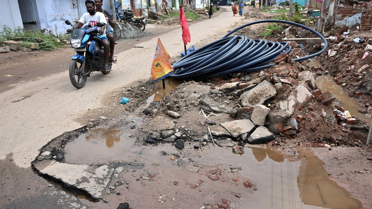 Trenches dug on the roadside at Mullipallam pose danger to residents