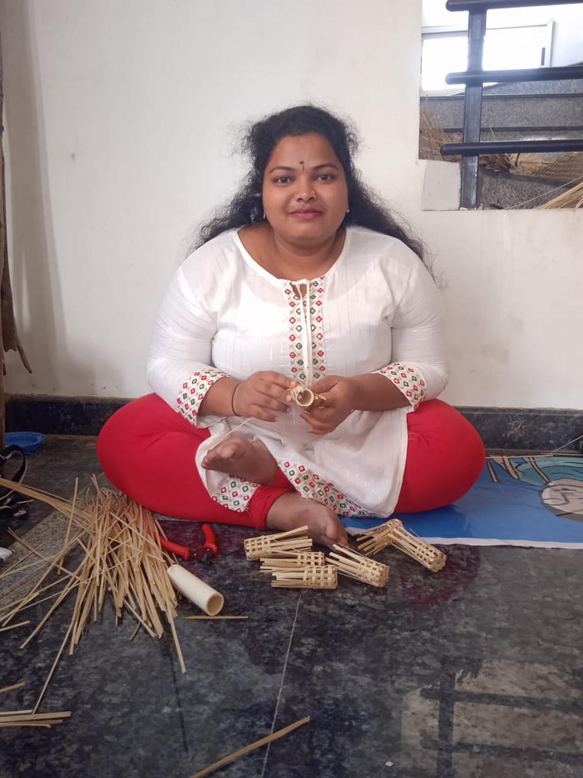Vedambha, one of the members of the Karnataka-based Mahila Swasahaya Mutual Benefit Trust, a women’s collective making bamboo products, is happy that she has a regular income.