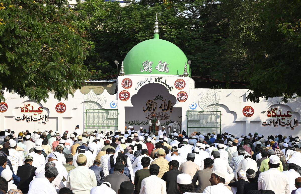 Muslims offer Id al-Adha prayers, in Chilkalguda of Secunderabad on Saturday (June 7, 2025) Muslims offer Id al-Adha prayers, in Chilkalguda of Secunderabad on Saturday (June 7, 2025)