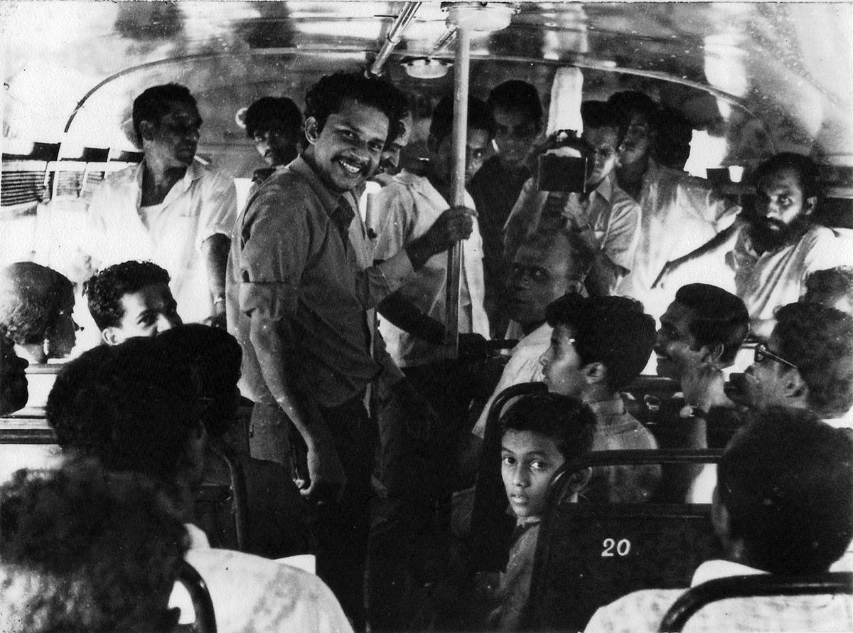 Adoor shooting the bus journey in Swayamvaram.  Photo: Special Arrangement