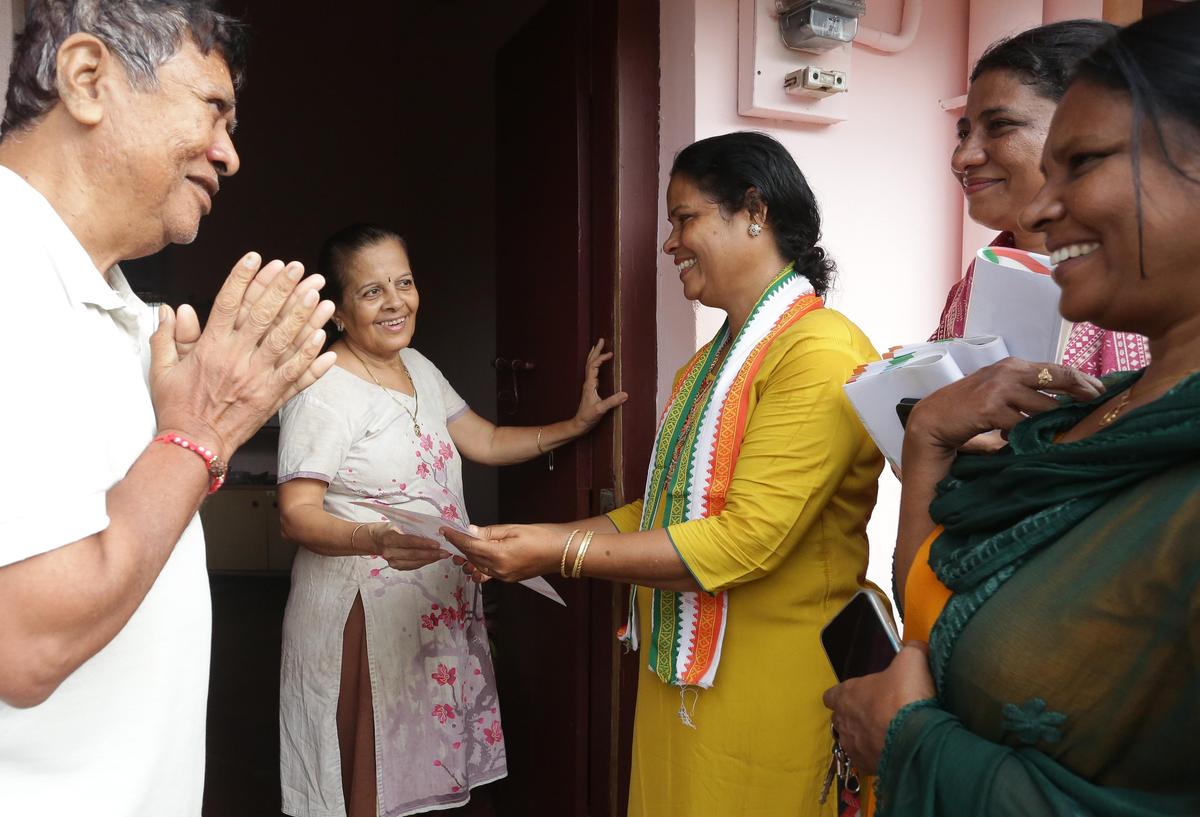 UDF candidate R. Meena campaigning in the division. 