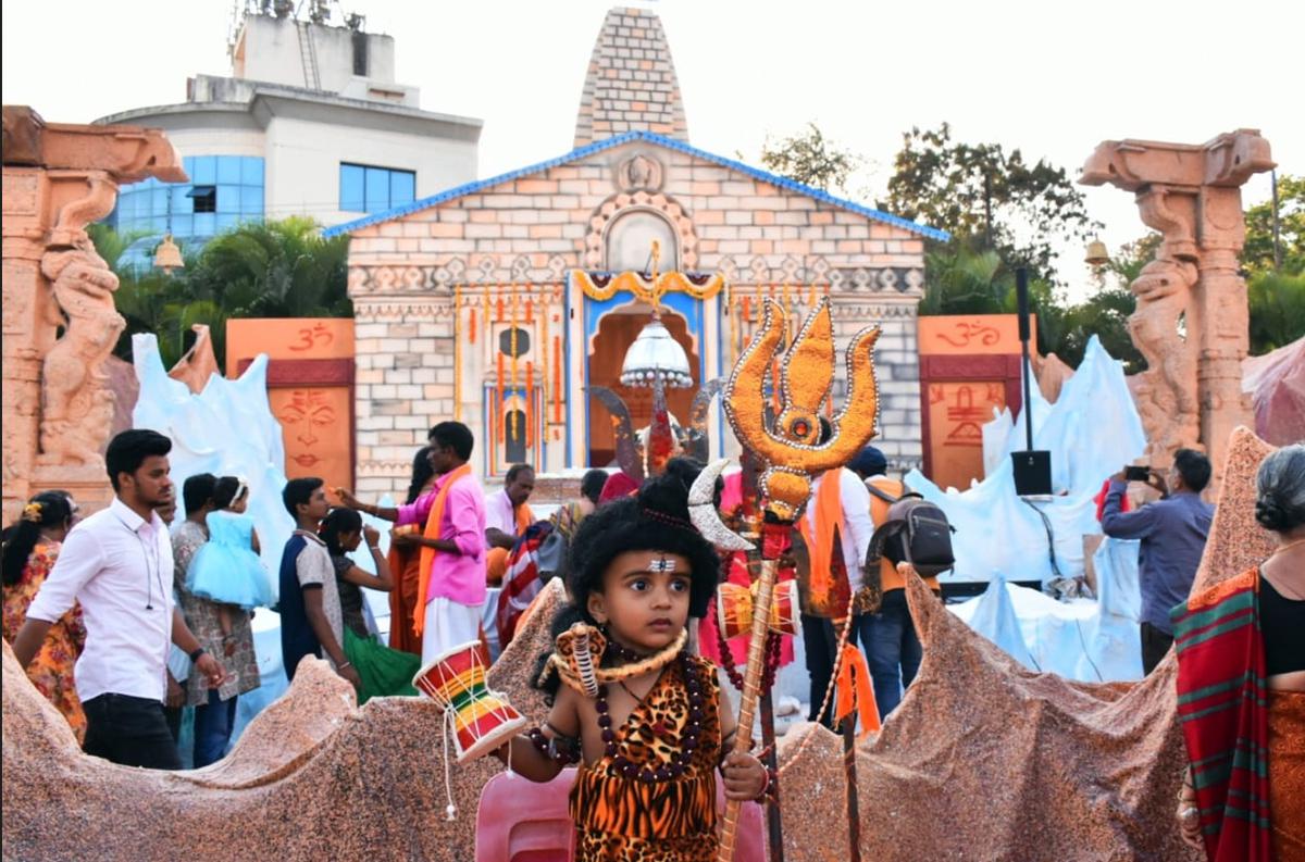 A child dressed as ‘Lord Shiva’ in Hubballi on Saturday. 