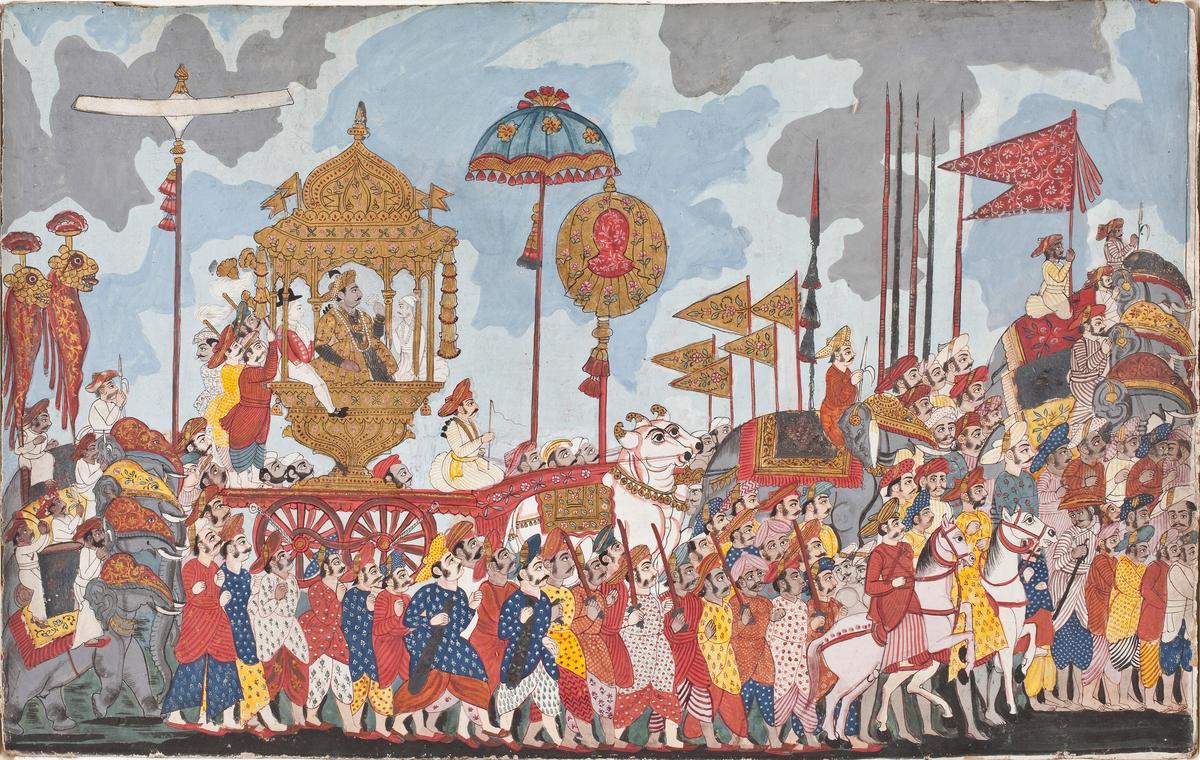 ‘Royal procession of Serfoji, c. 1800–1810, from the bequest of Edwin Binney, Los Angeles County Museum of Art (LACMA).’